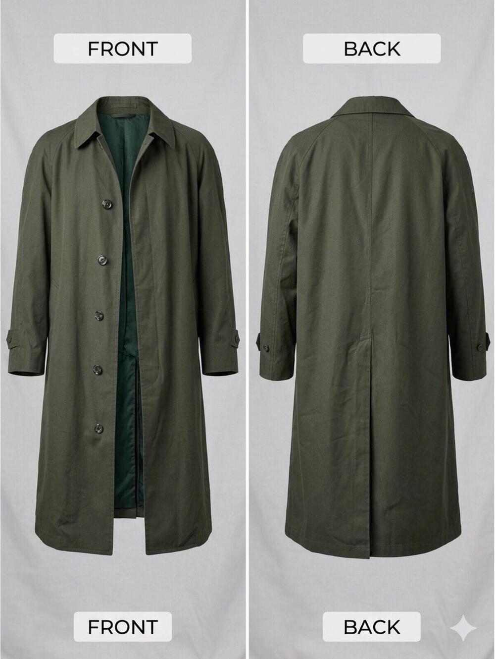 🧥VTG London Fog - Men's Size44 Reg Green Trench Coat - Removable Liner 23-9🏙️